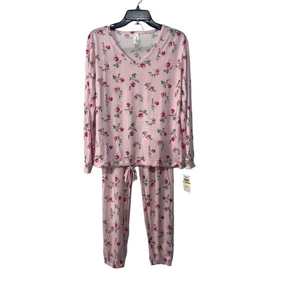 FLORA NIKROOZ JENNA PRINTED COZY SWEATER-KNIT PAJAMAS FLORAL PINK MEDIUM - Picture 2 of 10
